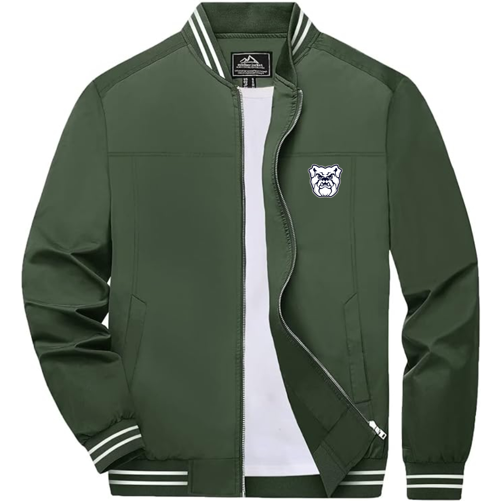 Men's Butler Bulldogs Lightweight Zip-Up Bomber Jacket with Ribbed Collar and Cuffs Versatile Casual Outerwear