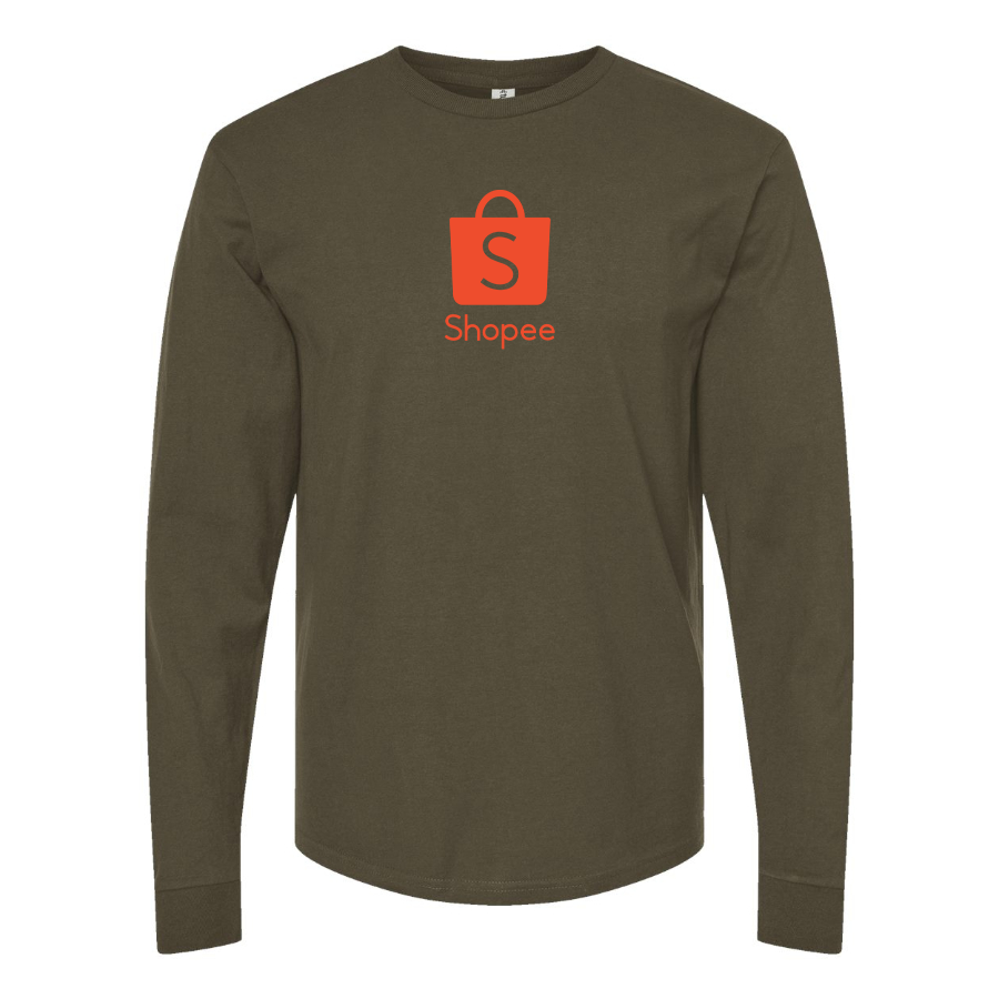 Men's Shopee Logo Cotton Long Sleeve T-Shirt