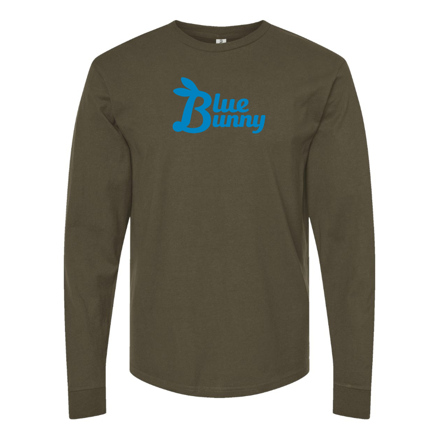 Men's Blue Bunny Logo Cotton Long Sleeve T-Shirt