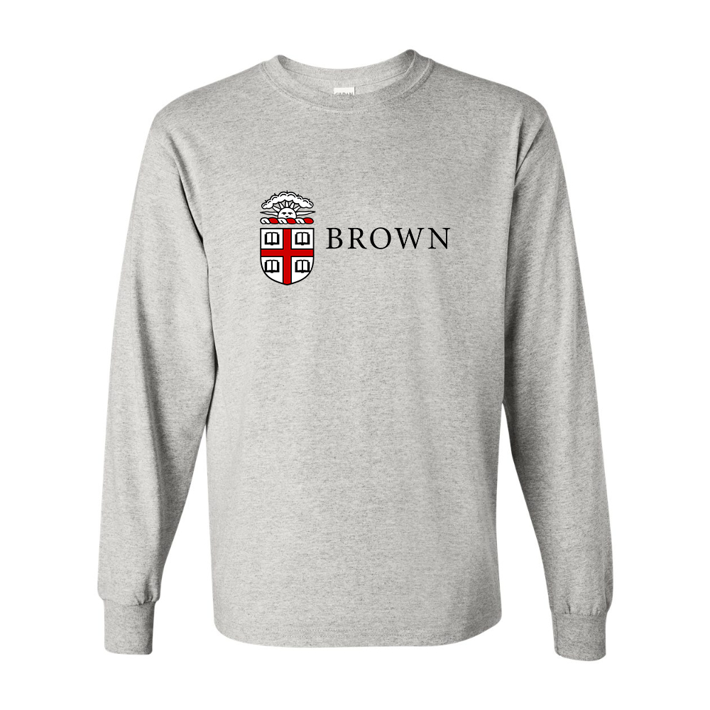 Men's Brown University Gildan Heavy Cotton Long Sleeve T-Shirt