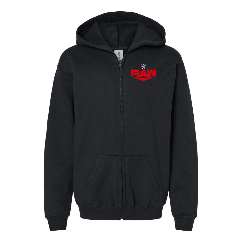 Youth WWE Raw Gildan Heavy Blend Full Zip Hooded Sweatshirt