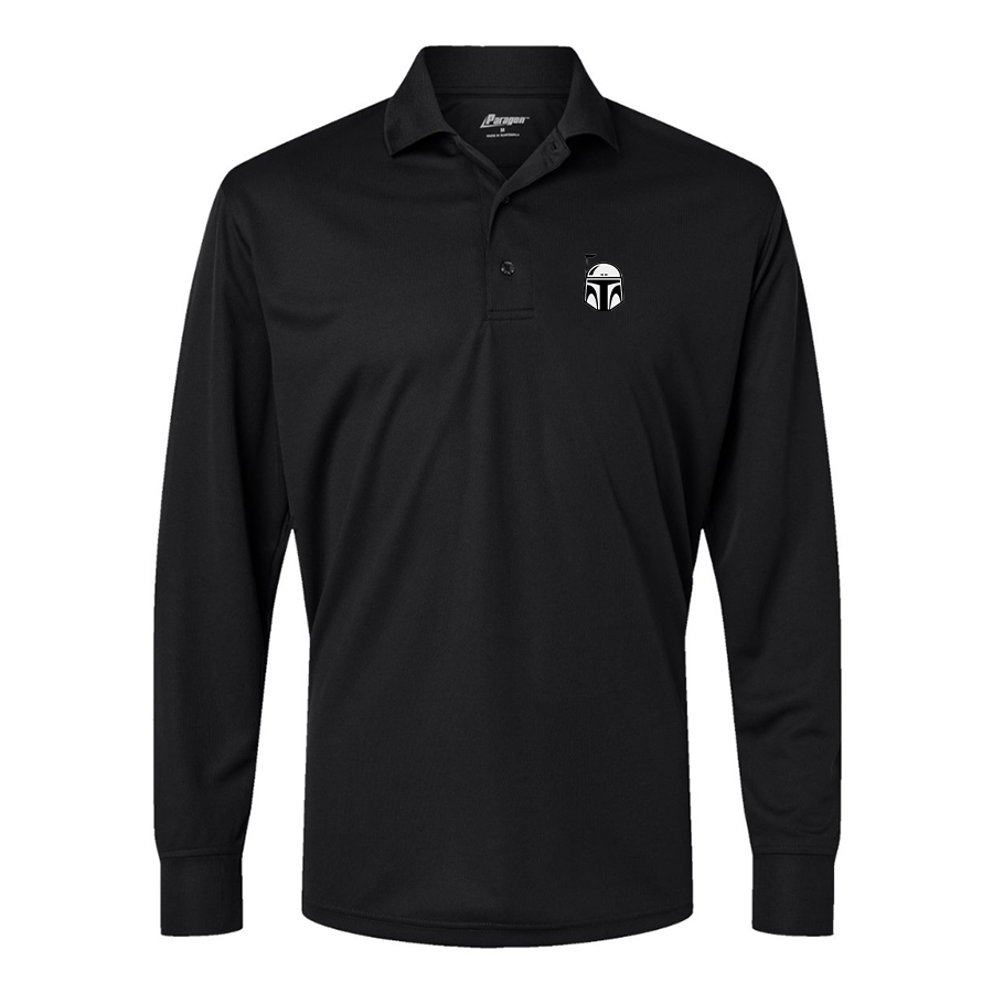 Men's Star Wars Boba Fett Helmet Paragon Prescott Long Sleeve Polo