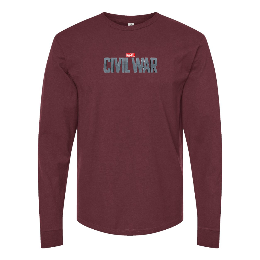 Men's Marvel Civil War Logo Cotton Long Sleeve T-Shirt