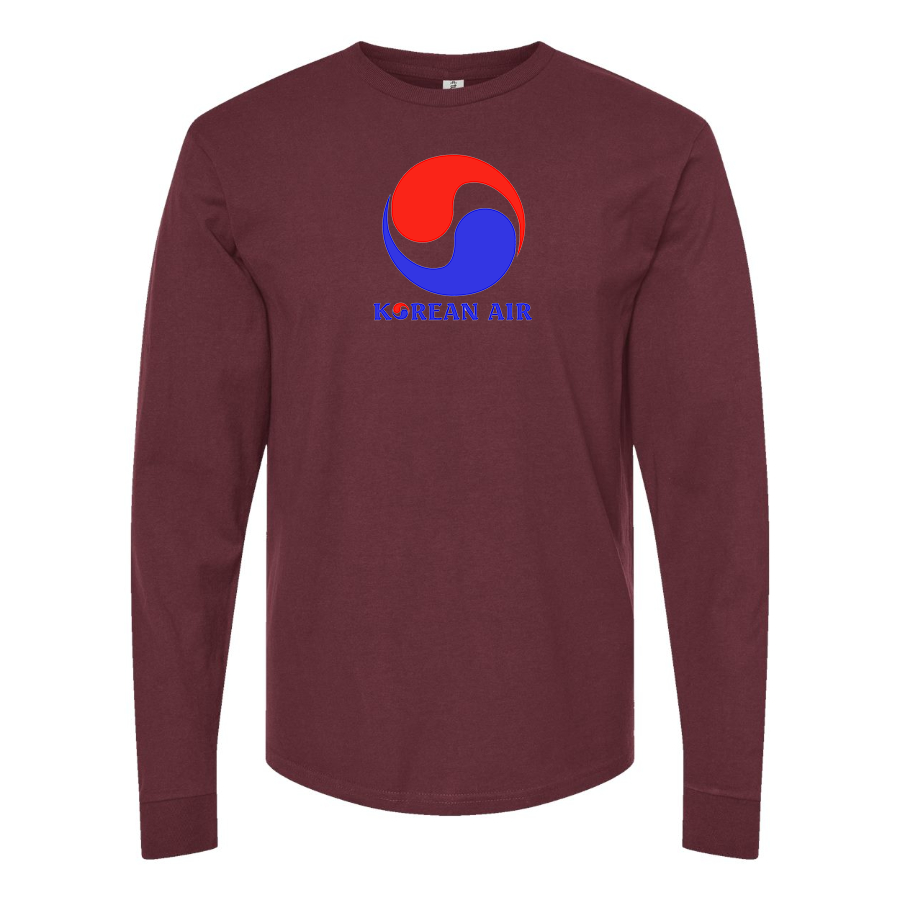 Men's Korean Air Logo Cotton Long Sleeve T-Shirt