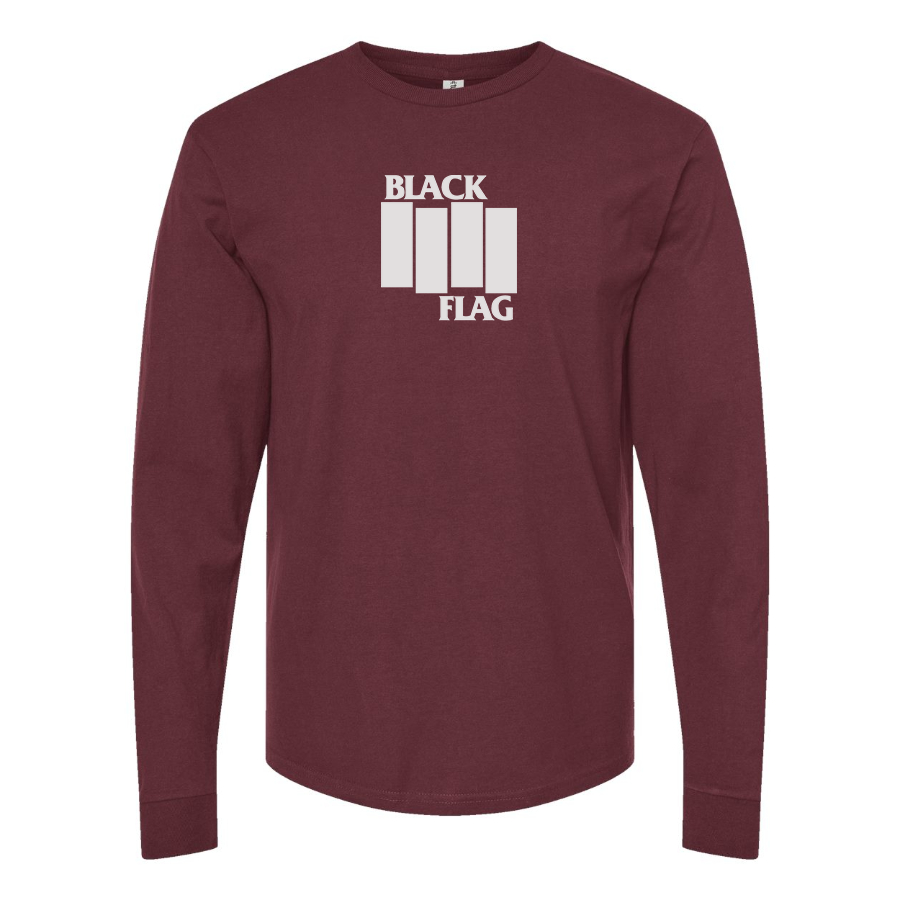 Men's Black Flag Logo Cotton Long Sleeve T-Shirt