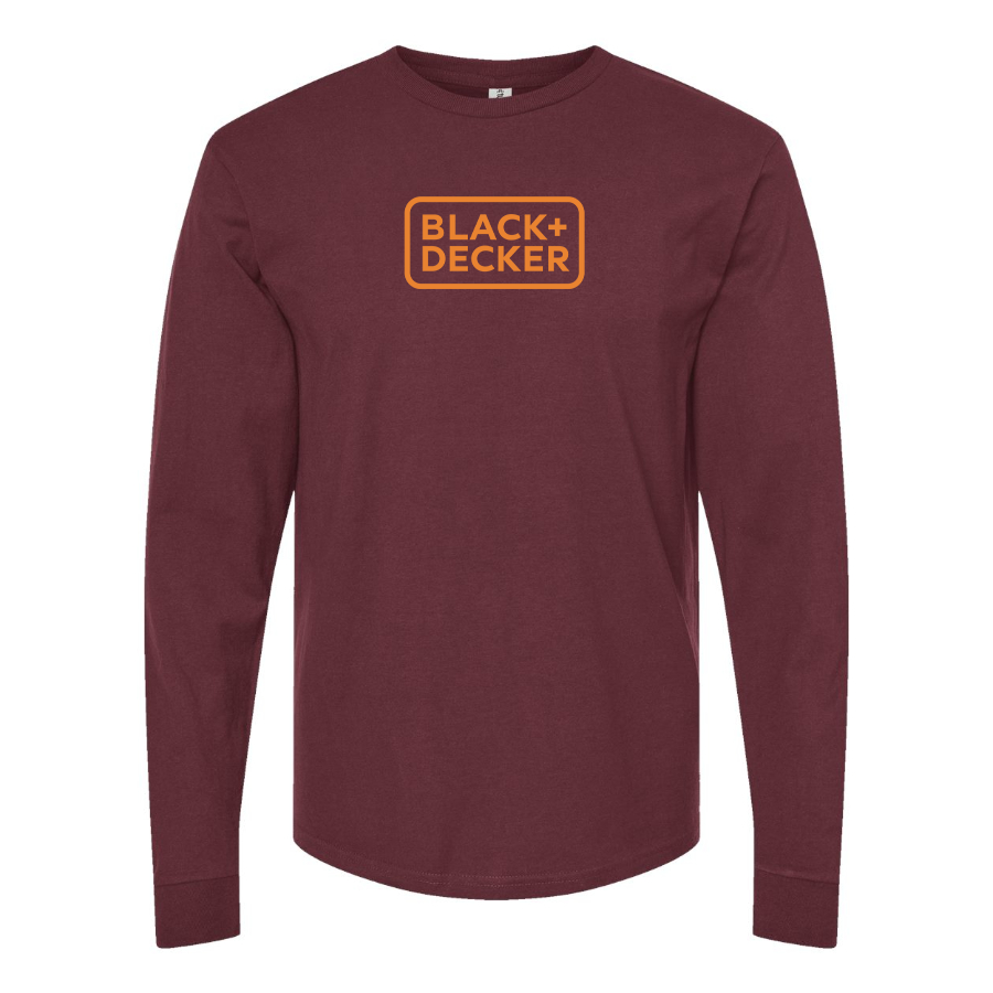 Men's Black Decker Logo Cotton Long Sleeve T-Shirt
