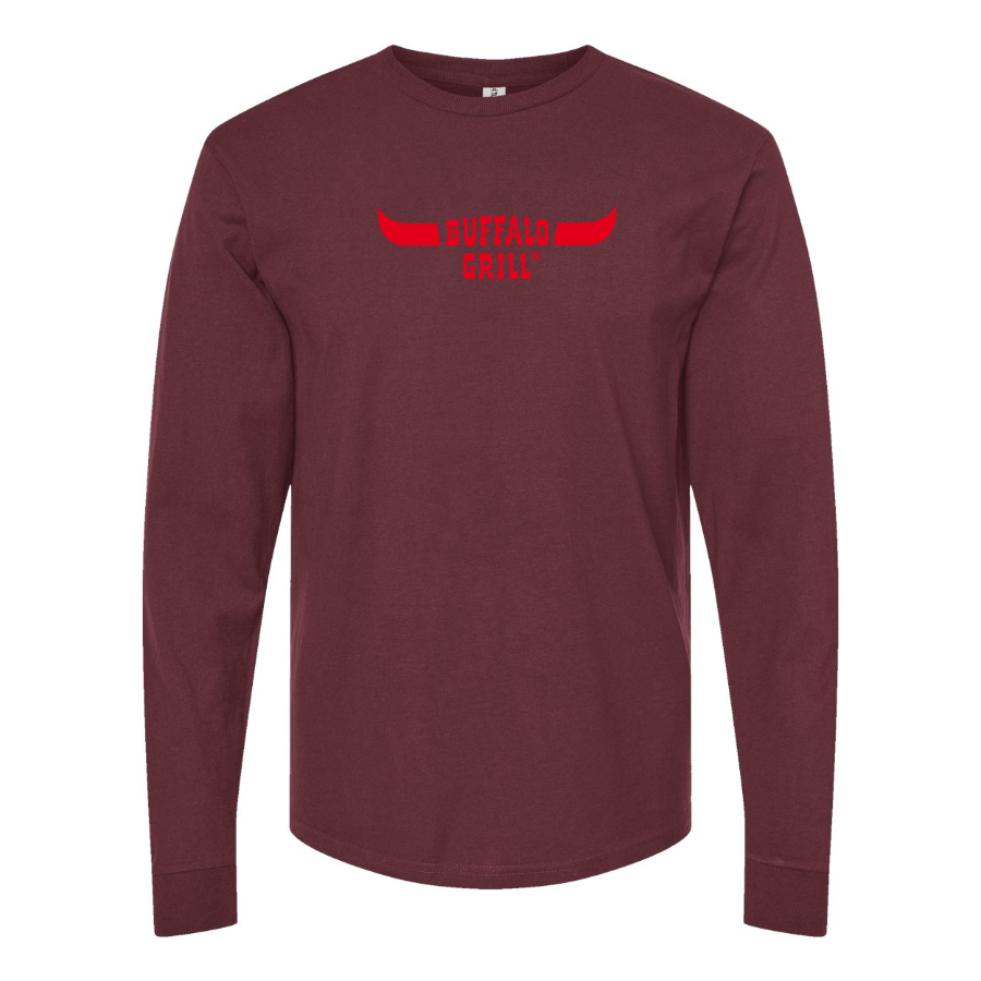 Men's Buffalo Grill Logo Cotton Long Sleeve T-Shirt