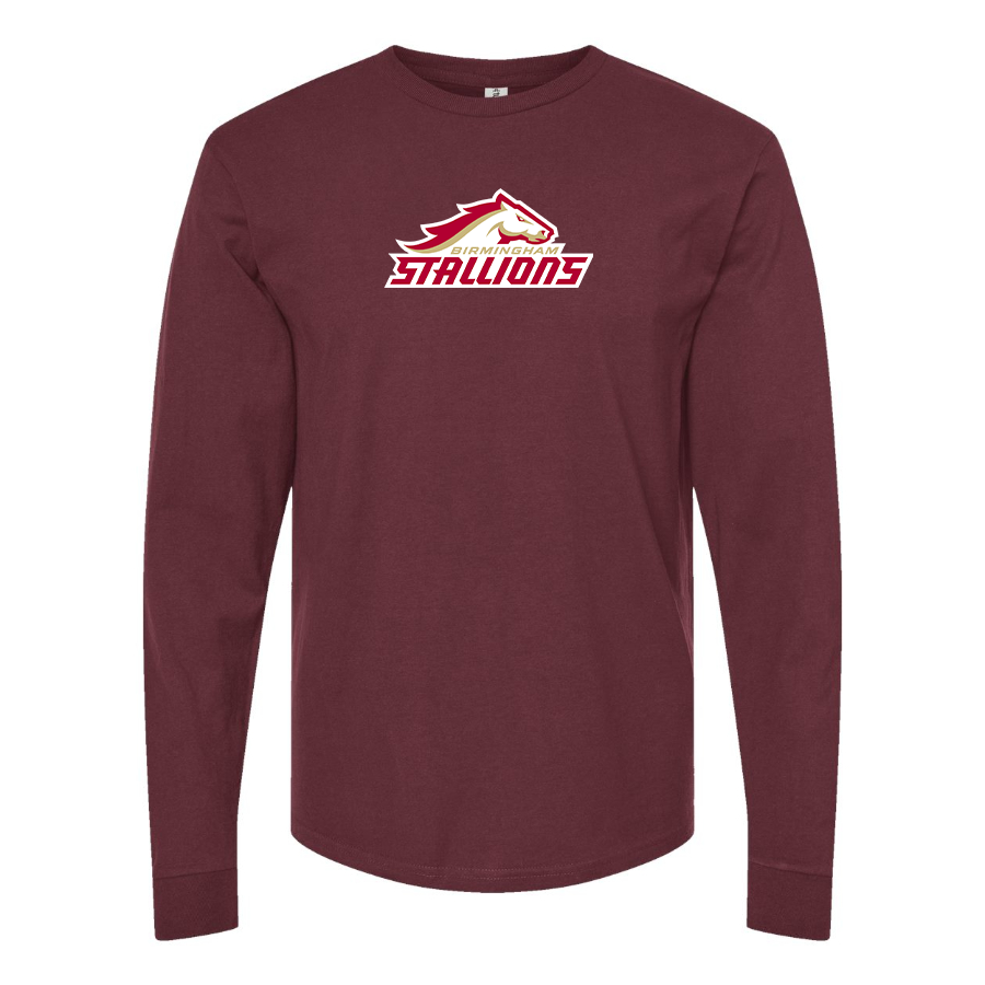 Men's Birmingham Stallions Logo Cotton Long Sleeve T-Shirt