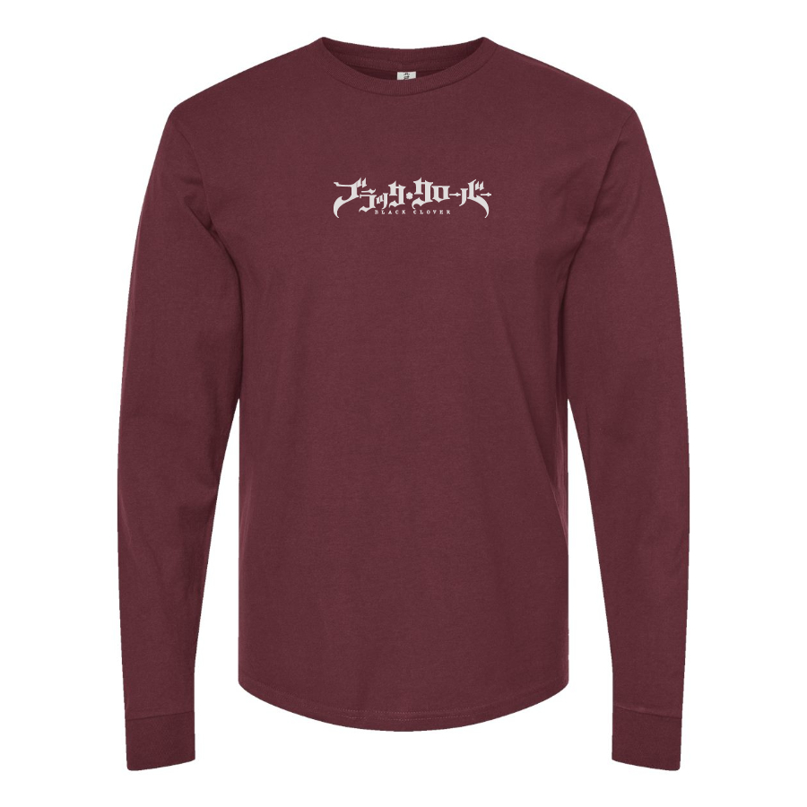 Men's Black Clover Logo Cotton Long Sleeve T-Shirt