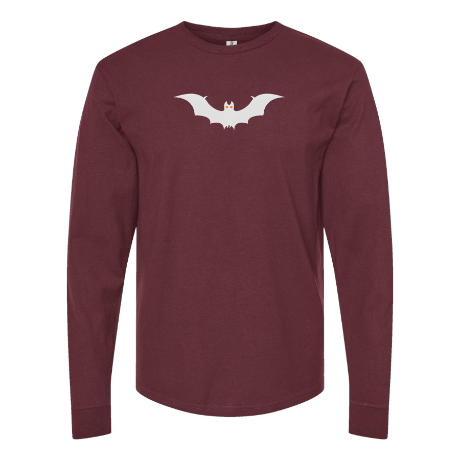 Men's Bat-Emoji Logo Cotton Long Sleeve T-Shirt
