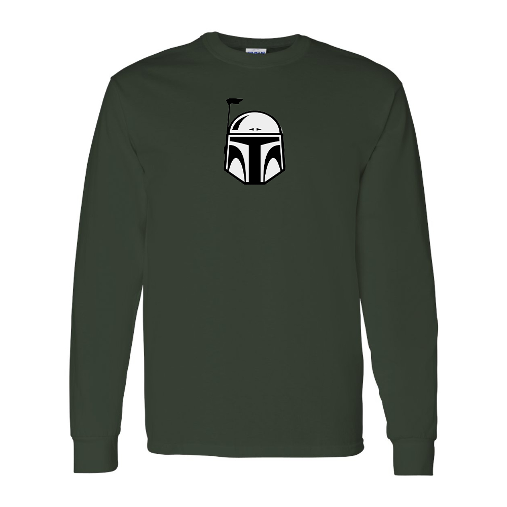 Men's Star Wars Boba Fett Helmet Gildan Heavy Cotton Long Sleeve T-Shirt