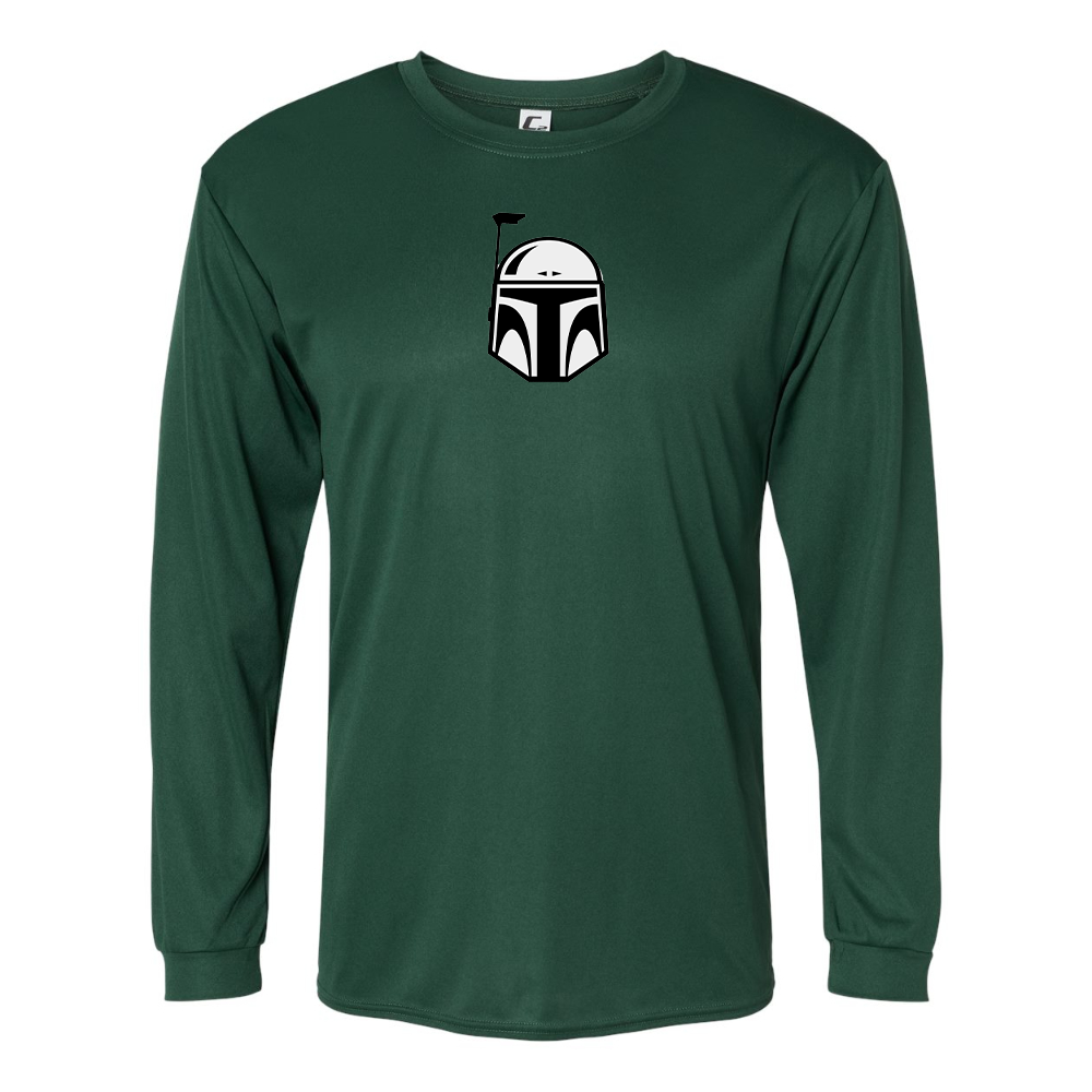 Men's Star Wars Boba Fett Helmet Performance Long Sleeve T-Shirt