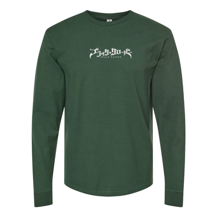 Men's Black Clover Logo Cotton Long Sleeve T-Shirt