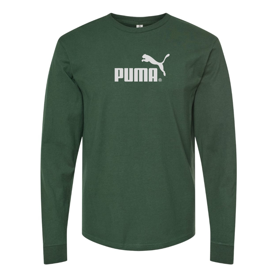 Men's Puma Logo Cotton Long Sleeve T-Shirt