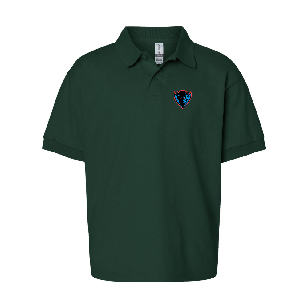 Youth DePaul Blue Demons Gildan Dry Blend Jersey Polo