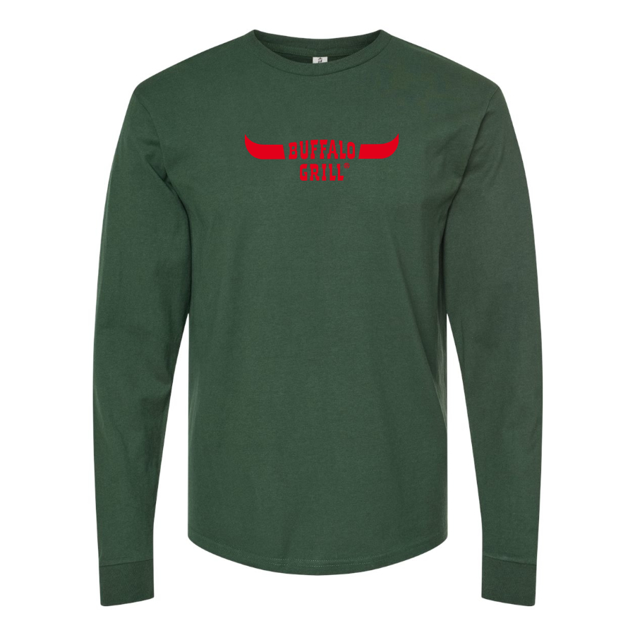 Men's Buffalo Grill Logo Cotton Long Sleeve T-Shirt