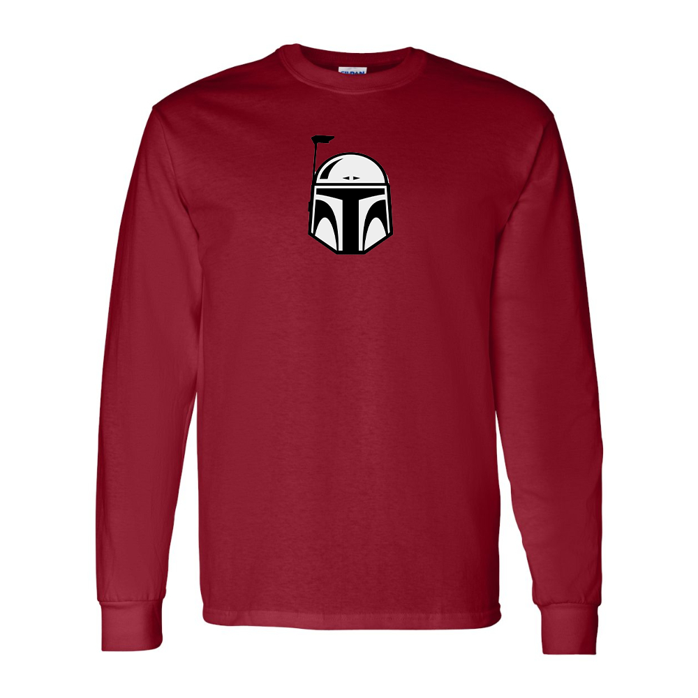 Men's Star Wars Boba Fett Helmet Gildan Heavy Cotton Long Sleeve T-Shirt