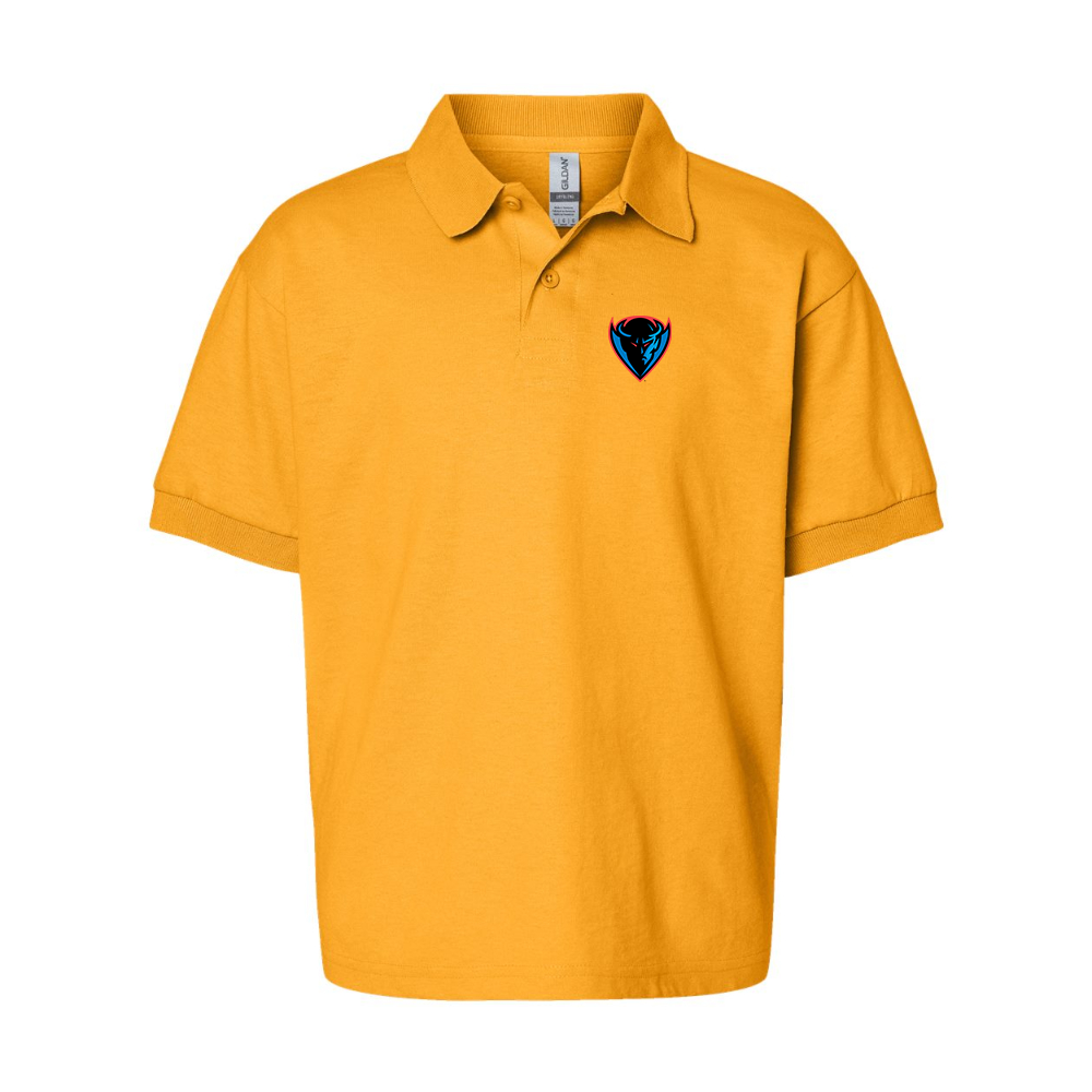 Youth DePaul Blue Demons Gildan Dry Blend Jersey Polo
