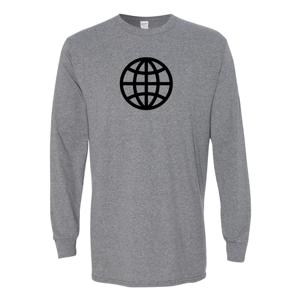 Men's Internet Globe Gildan Heavy Cotton Long Sleeve T-Shirt