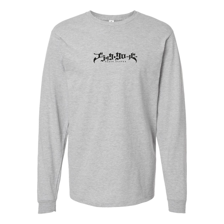Men's Black Clover Logo Cotton Long Sleeve T-Shirt