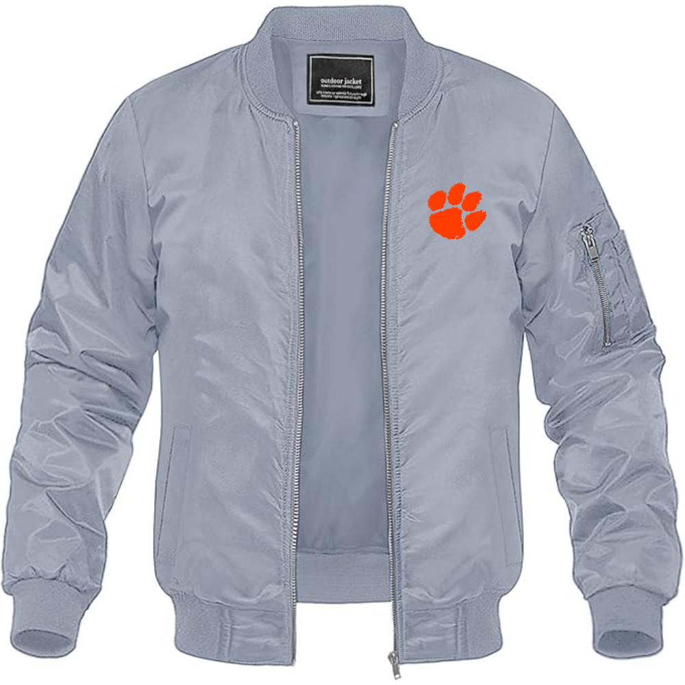 Men's Clemson Tigers Lightweight Bomber Jacket Windbreaker Softshell Varsity Jacket Coat