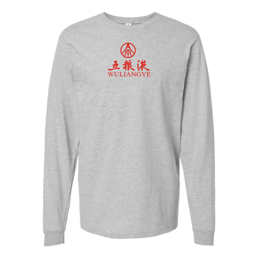 Men's Wuliangye Logo Cotton Long Sleeve T-Shirt