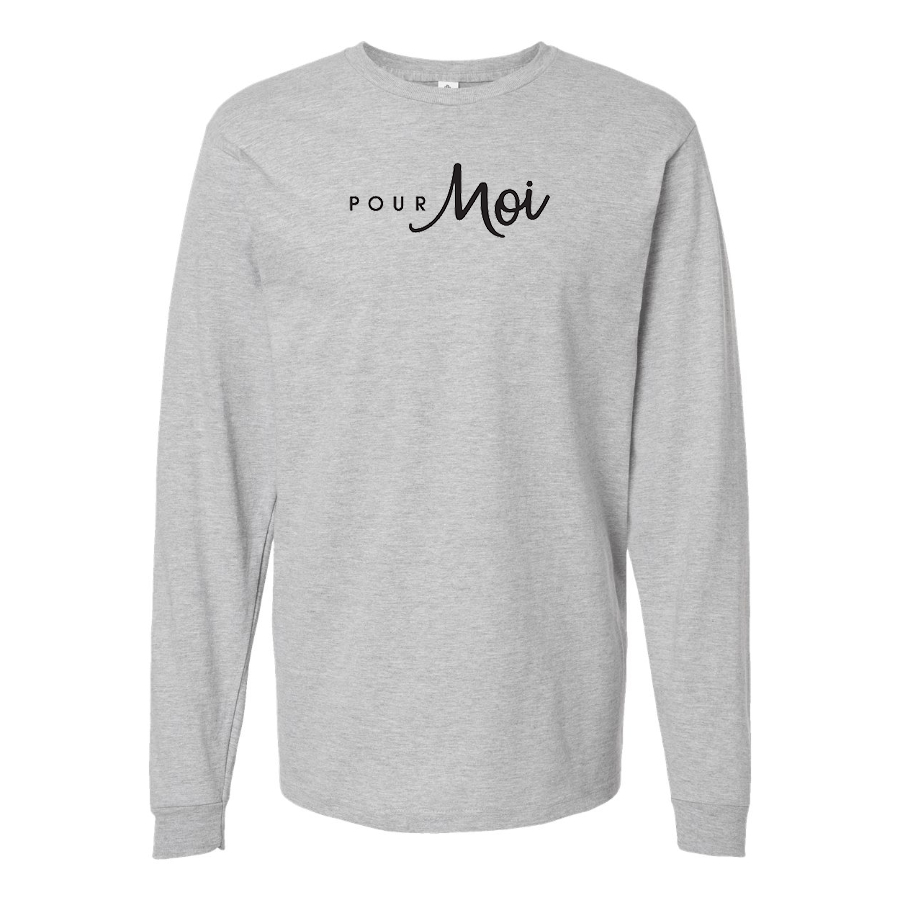 Men's Pour Moi Logo Cotton Long Sleeve T-Shirt