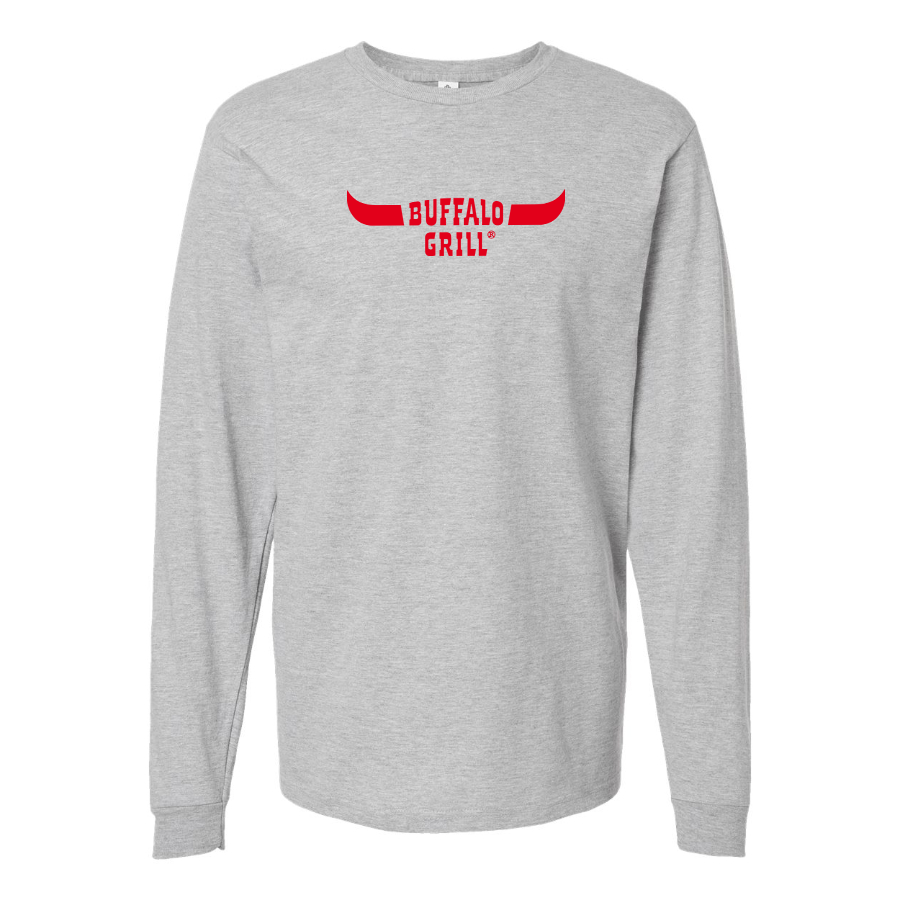 Men's Buffalo Grill Logo Cotton Long Sleeve T-Shirt