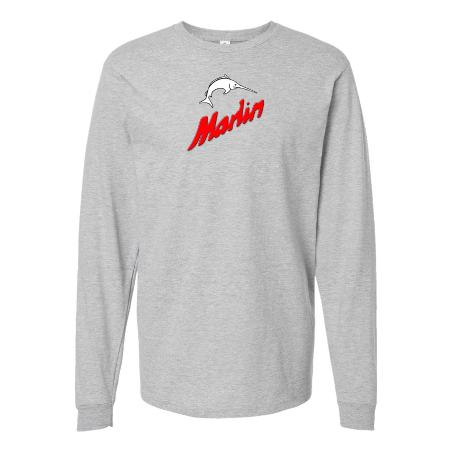 Men's Marlin Logo Cotton Long Sleeve T-Shirt