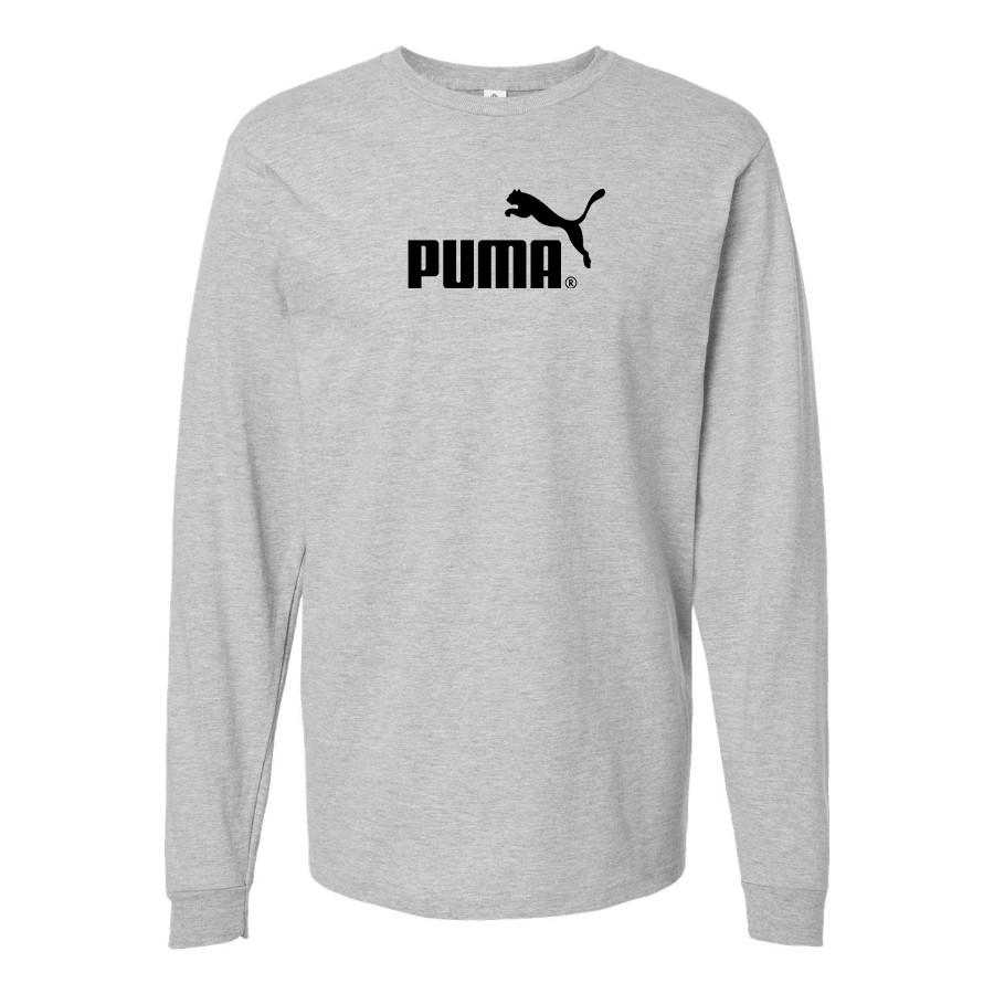 Men's Puma Logo Cotton Long Sleeve T-Shirt