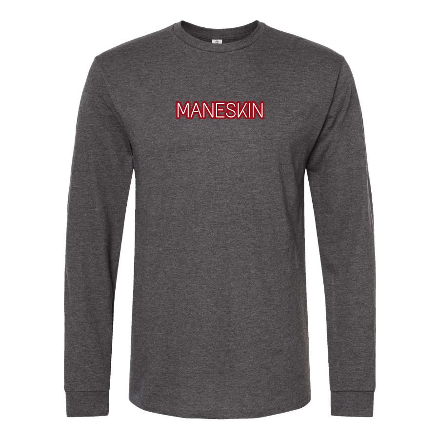 Men's Maneskin Red Neon Letter Logo Cotton Long Sleeve T-Shirt
