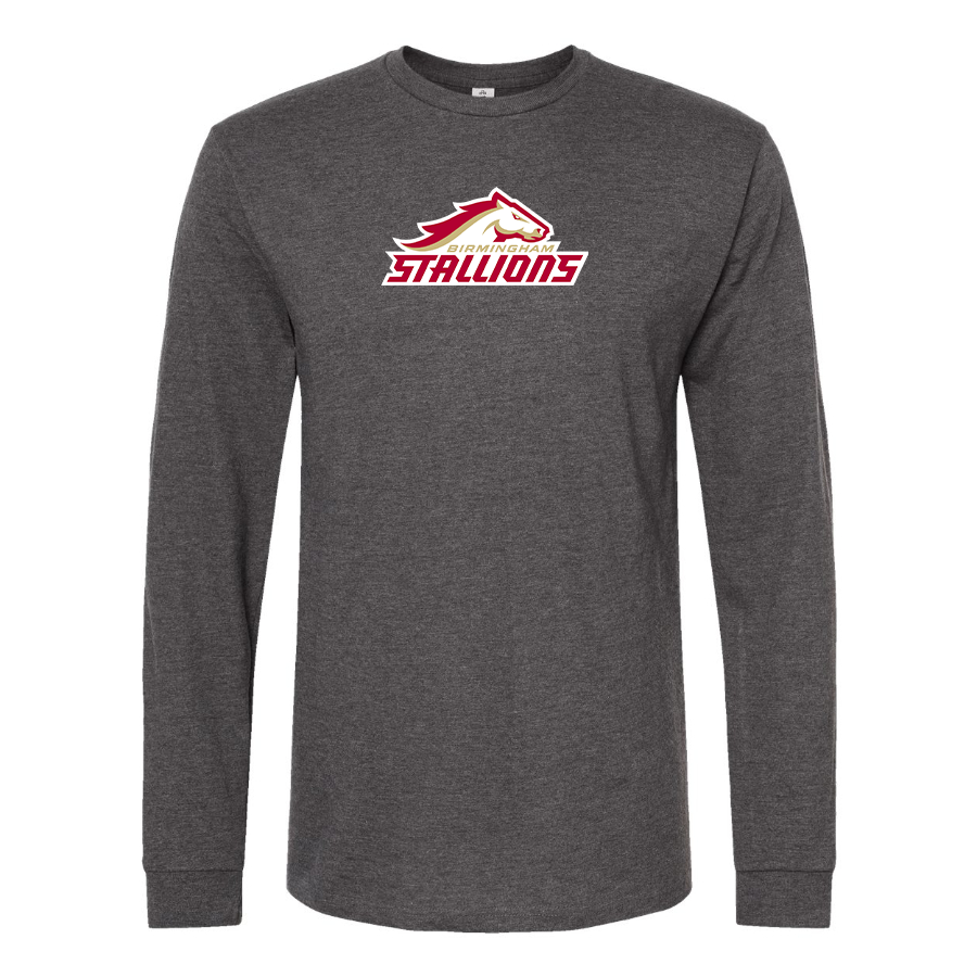Men's Birmingham Stallions Logo Cotton Long Sleeve T-Shirt