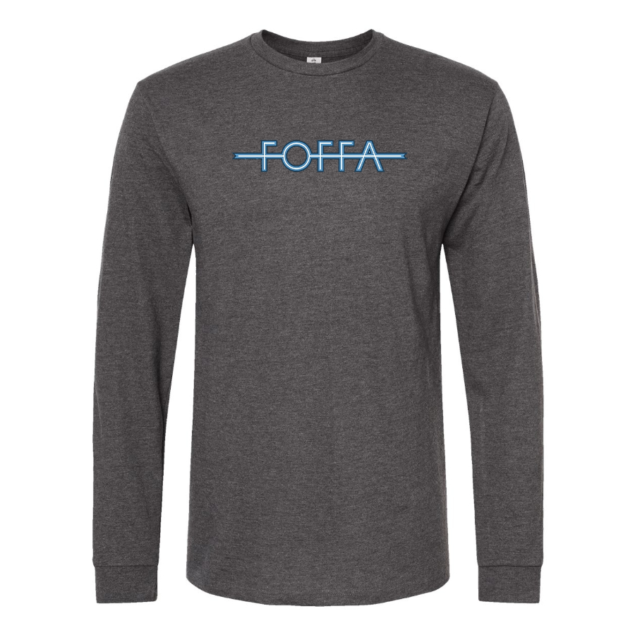 Men's Foffa Blue Logo Cotton Long Sleeve T-Shirt