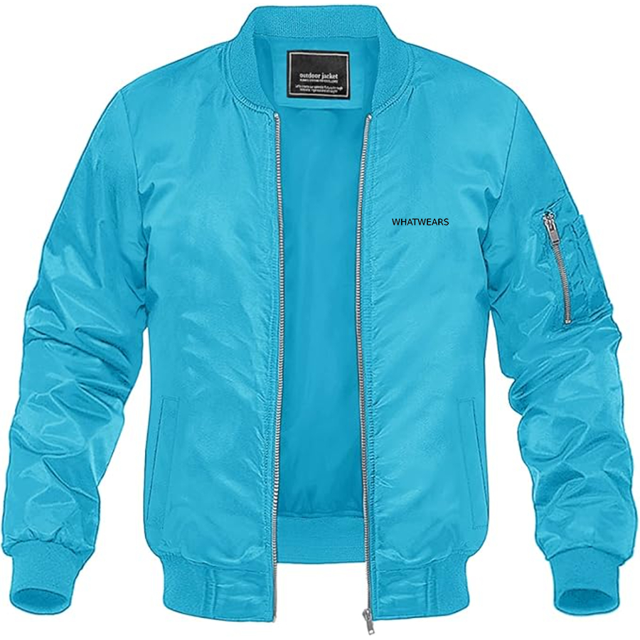 Men's WhatWears Logo Lightweight Bomber Jacket Windbreaker Softshell Varsity Jacket Coat