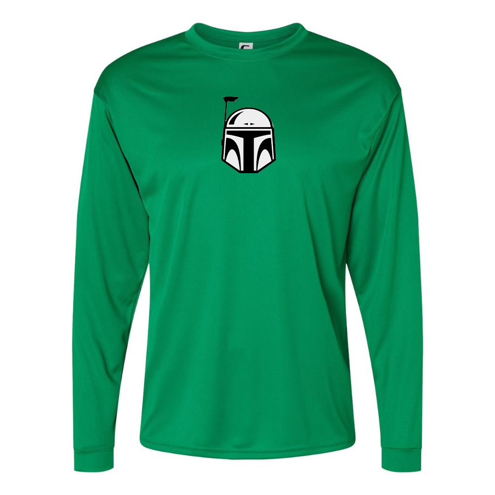 Men's Star Wars Boba Fett Helmet Performance Long Sleeve T-Shirt