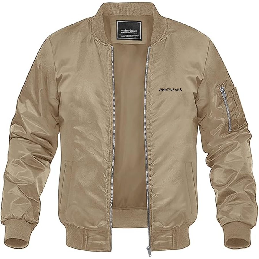 Men's WhatWears Logo Lightweight Bomber Jacket Windbreaker Softshell Varsity Jacket Coat