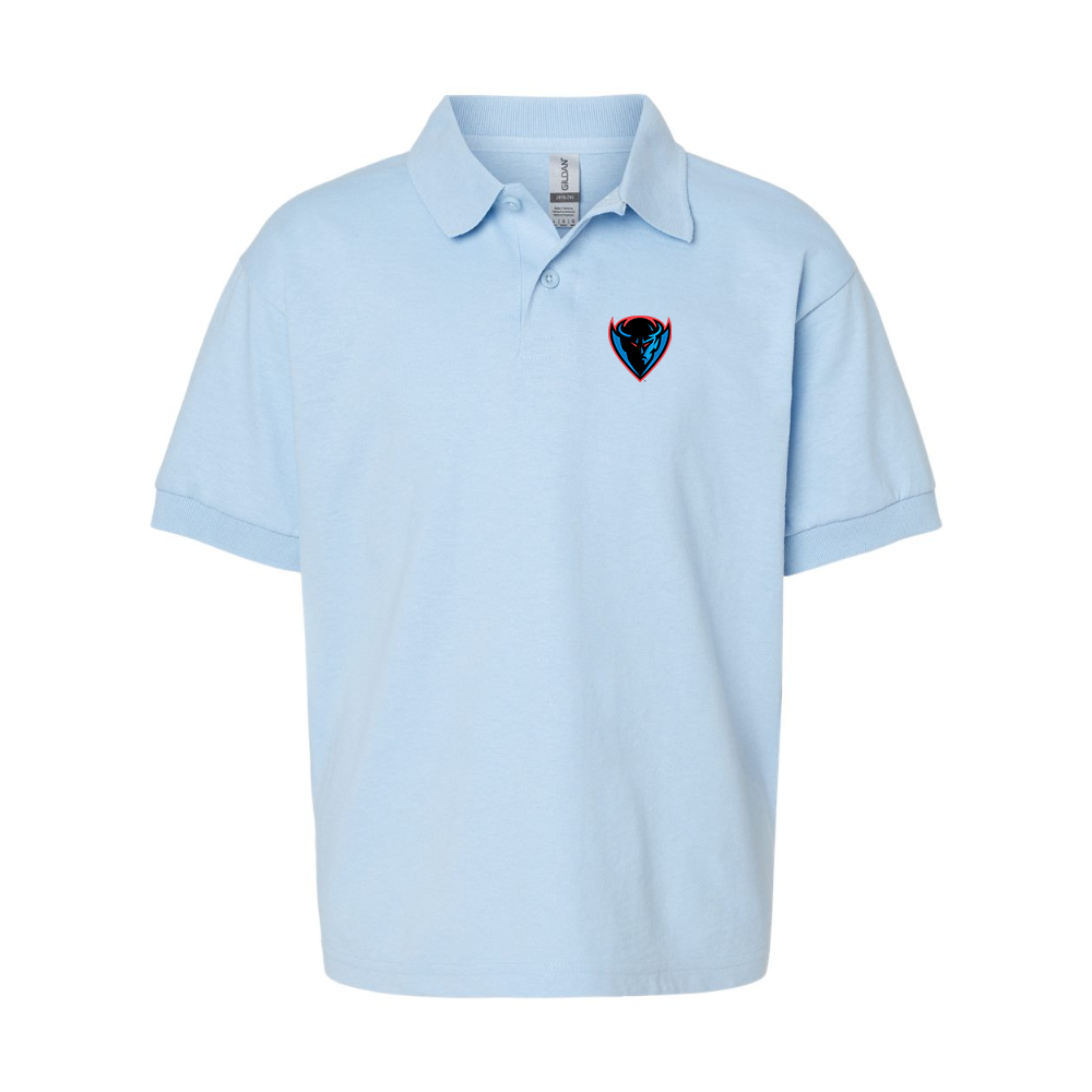 Youth DePaul Blue Demons Gildan Dry Blend Jersey Polo