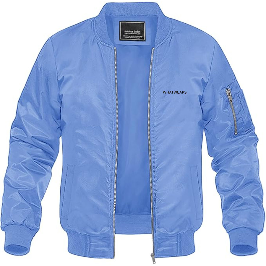 Men's WhatWears Logo Lightweight Bomber Jacket Windbreaker Softshell Varsity Jacket Coat