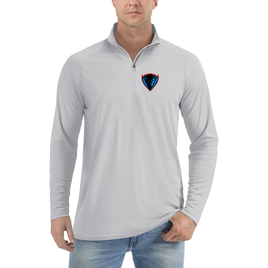 Men's DePaul Blue Demons Lightweight Quarter-Zip Athletic Shirt Long Sleeve Performance Wear