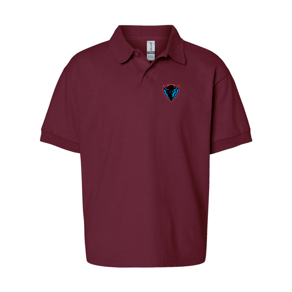 Youth DePaul Blue Demons Gildan Dry Blend Jersey Polo