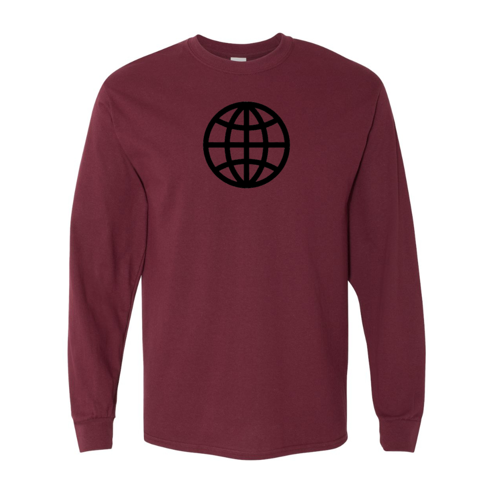 Men's Internet Globe Gildan Heavy Cotton Long Sleeve T-Shirt