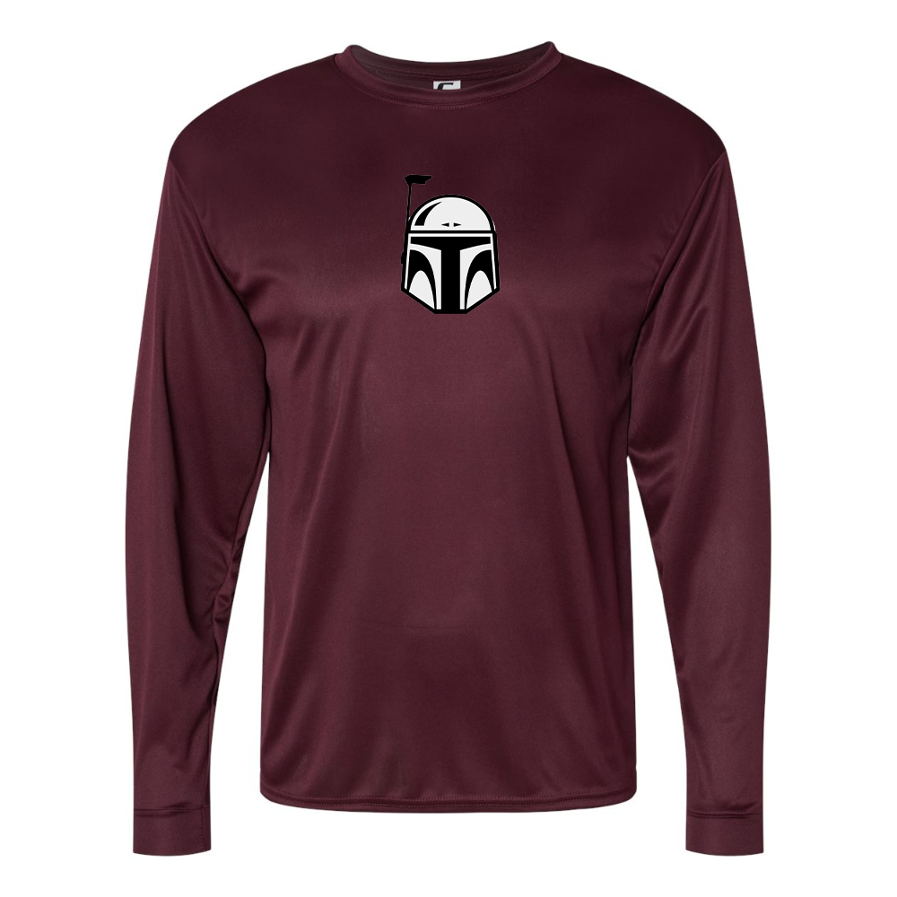 Men's Star Wars Boba Fett Helmet Performance Long Sleeve T-Shirt