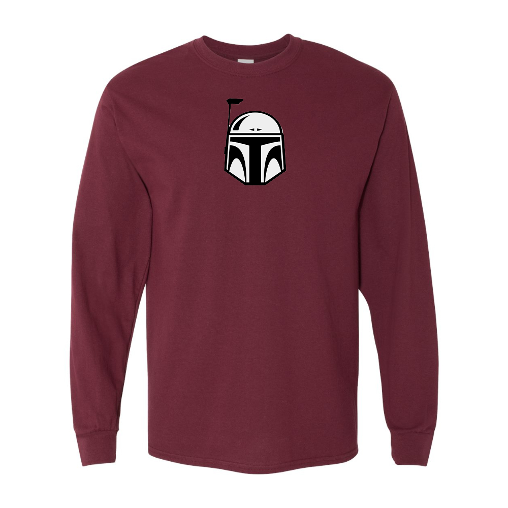 Men's Star Wars Boba Fett Helmet Gildan Heavy Cotton Long Sleeve T-Shirt