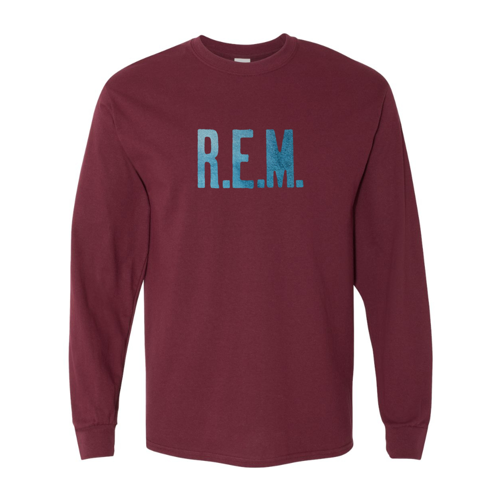 Men's R.E.M. Blue Gildan Heavy Cotton Long Sleeve T-Shirt