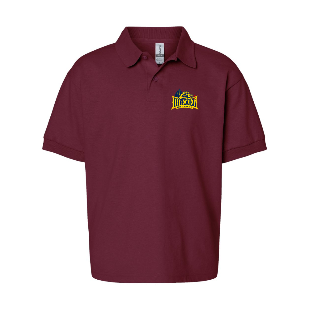Youth Drexel Dragons Gildan Dry Blend Jersey Polo