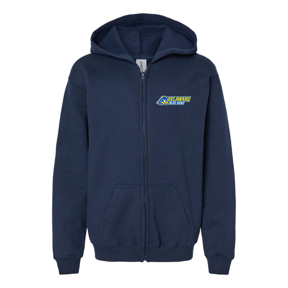 Youth Delaware Blue Hens Gildan Heavy Blend Full Zip Hooded Sweatshirt