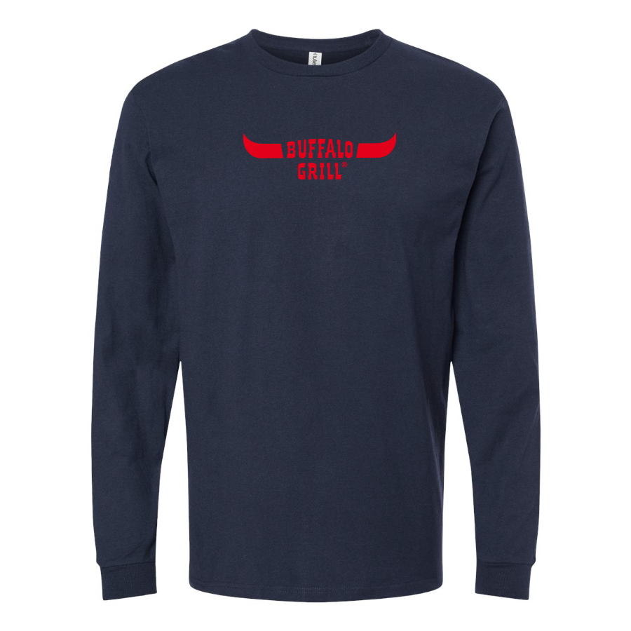 Men's Buffalo Grill Logo Cotton Long Sleeve T-Shirt