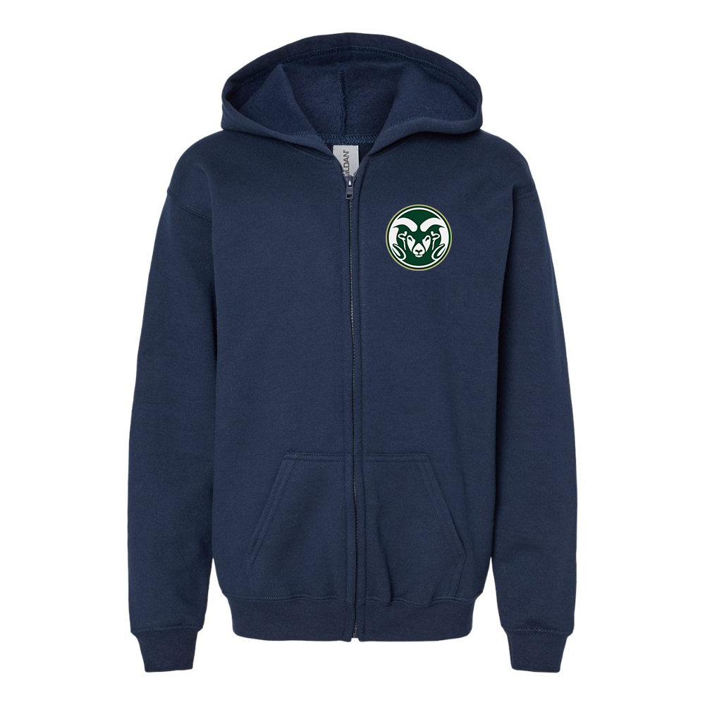 Youth Colorado State Rams Gildan Heavy Blend Full Zip Hooded Sweatshirt