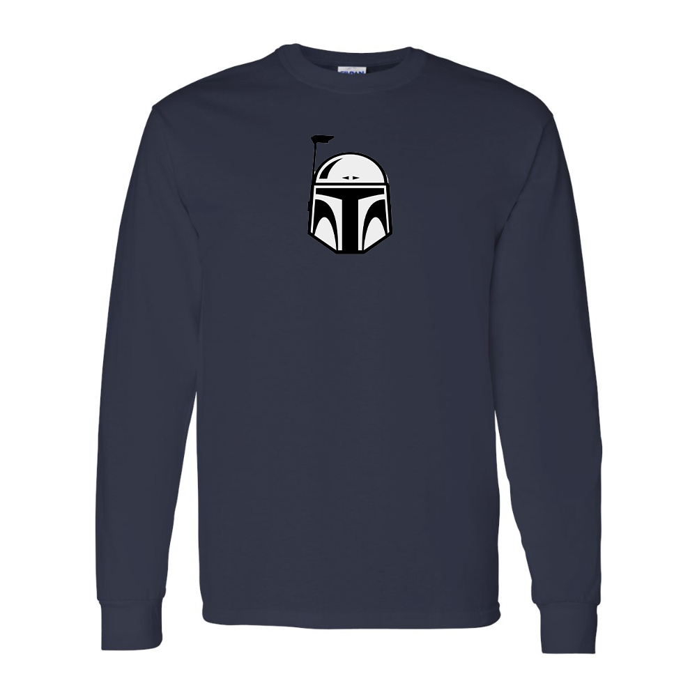 Men's Star Wars Boba Fett Helmet Gildan Heavy Cotton Long Sleeve T-Shirt