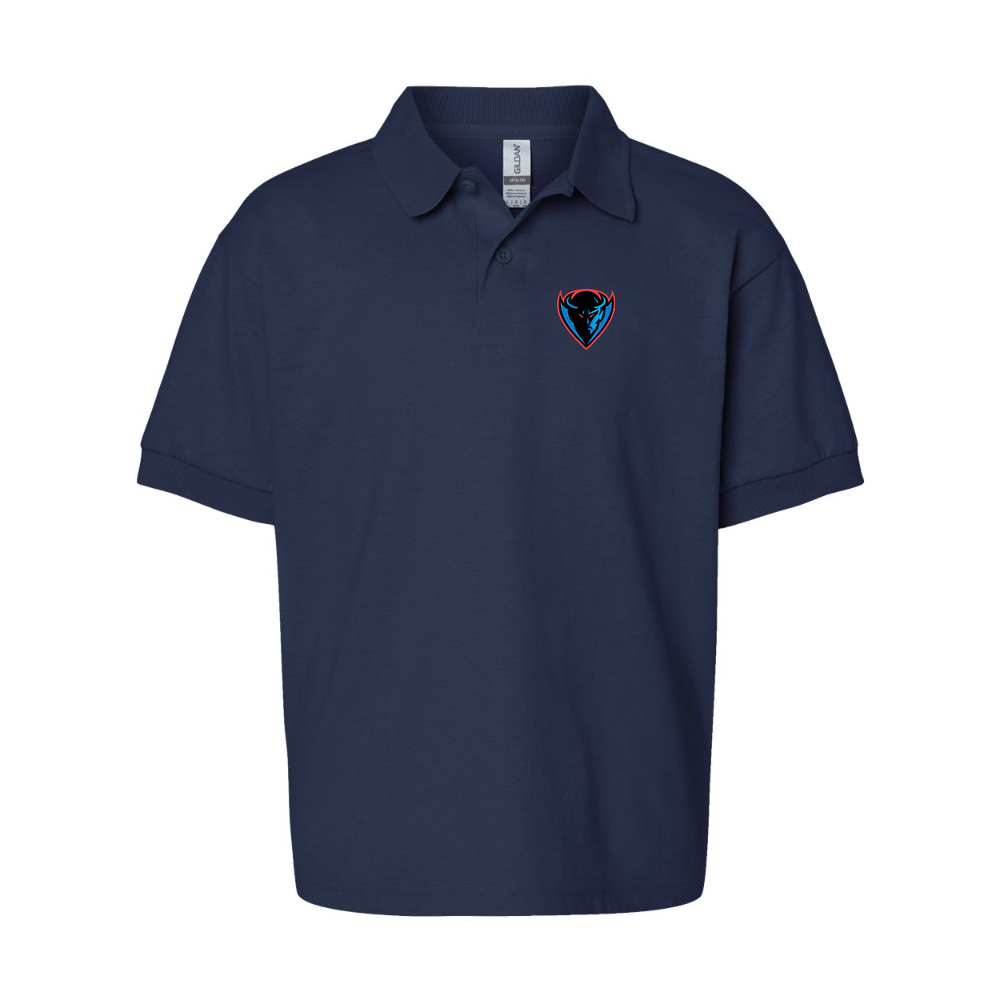 Youth DePaul Blue Demons Gildan Dry Blend Jersey Polo